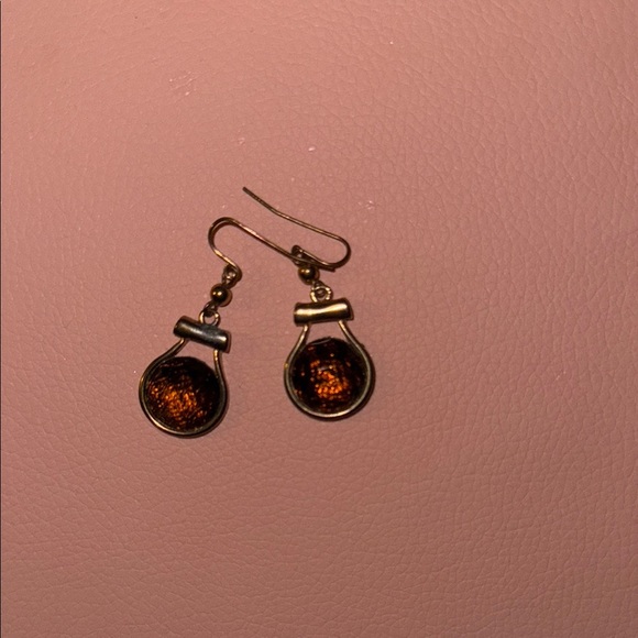 Elegant Gold and Brown Drop Earrings - Picture 4 of 4